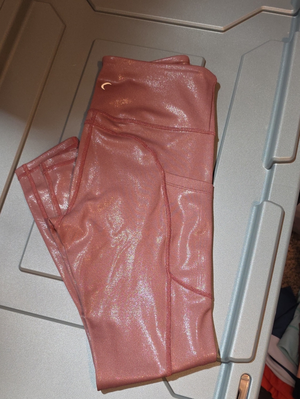 ZYIA Womens's Metallic Wine Light N Tight Leggings with Side Pocket